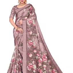 Lichee Women Floral Printed Linen Blend Saree-25