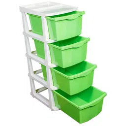 Parasnath Boxo Green & White 4 Layer Modular Drawer Storage Organisers With Wheels image 5