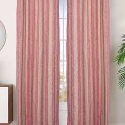 Dekor World Multicoloured Set of 2 Striped Long Door Curtain-9