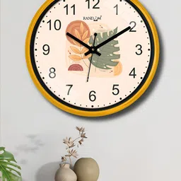 RANDOM Yellow & Black Printed Traditional Wall Clock-52