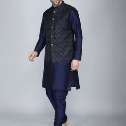 Ethluxis Men Regular Dupion Silk Kurta with Churidar image 5