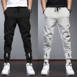 Pack of 2 Men Chevron/Zig Zag Black, Grey Track Pants-image-97