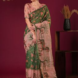 Anouk Women Floral Printed Linen Blend Jamdani Saree-47