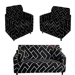 KriShyam Black & White Printed 5 Seater Sofa Cover-image-23