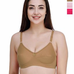 College Girl Women Pack Of 3 Cotton Full Coverage Bra-image-54