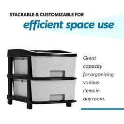 RUBOXA Black & White Textured 2-Layer Drawer Organiser image 4