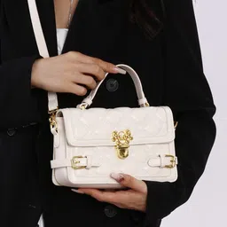 Styli Women Solid Crossbody Quilted Satchel Bag-image-14