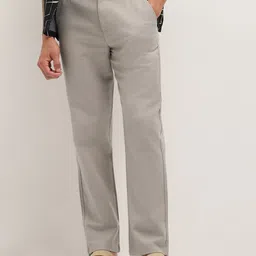 THE BEAR HOUSE Men Solid Cotton Straight Fit Casual Trousers-picture-12