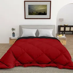 CHICERY Red & Black Heavy Winter Double Bed Comforter-image-57