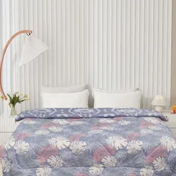 Aura Brown & Red Floral Printed AC Room 300 GSM Double Bed Comforter-image-87