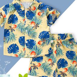 YK Boys Tropical Printed Short Sleeves Shirt With Shorts-image-54