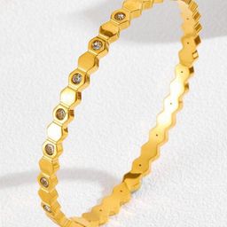 MYKI Rose Gold-Plated Artificial Stones Studded Bangle-Style Bracelet-26