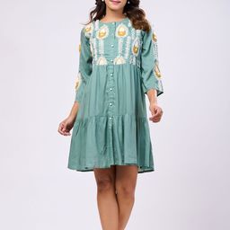 Zolo Label Embroidered Cotton Fit & Flare Dress-image-97