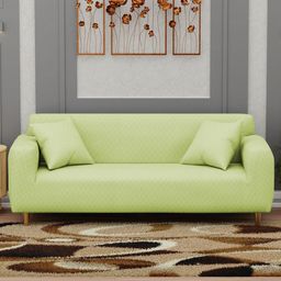 Myntra Elegant Homes Green Printed Polyester 1 Piece Sofa Cover With Arms-image-97