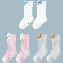 SYGA Infants Pack Of 3 Patterned Cotton Knee-Length Socks-11