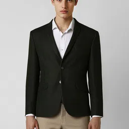 V Dot Self Design Slim Fit Single-Breasted Formal Blazer-34