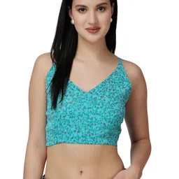 Popwings Women Floral Print Georgette Styled Back Crop Top-image-75