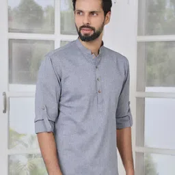 See Designs Pure Cotton Mandarin Collar Thread Work Short Kurta-image-74