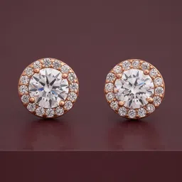 Kushal's Fashion Jewellery 92.5Silver Rose Gold-Plated Circular Zircon Studs-image-88