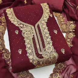 KALINI Embellished Unstitched Dress Material-image-79