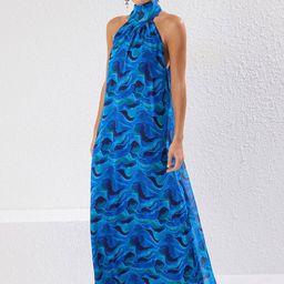 Trendyol Women Tropical Print Halter Neck Maxi Dress-picture-34