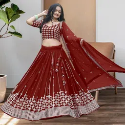 F Plus Fashion Maroon Net Lehenga Choli-picture-22