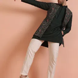 KISAH Mandarin Collar Straight Kurta With Trouser-image-73