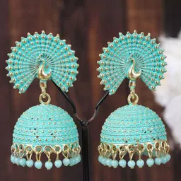 Zoey Peacock Gold-Plated Dome Shaped Jhumkas-image-92