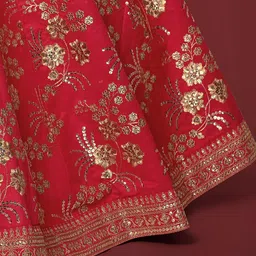 DIVASTRI Embroidered Sequinned Silk Semi-Stitched Lehenga & Unstitched Blouse With Dupatta image 2