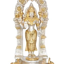 Exotic India Silver Toned & Gold-Toned Standing Goddess Lakshmi Idol Showpiece-image-38