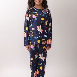 Anthrilo Girls Summer Carnival Circus Long Sleeves Pyjama Set Navy-image-60