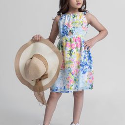taffykids Women Floral Print Halter Neck Chiffon Fit & Flare Dress-picture-0