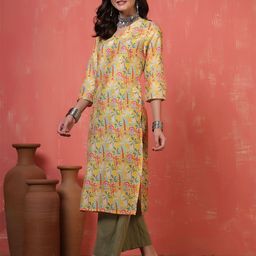 Anouk Rustic Floral Printed Chanderi Silk Straight Kurta-image-68
