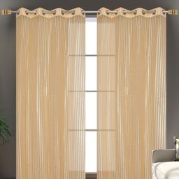 Galaxy Home Decor Gold-Toned 2 Pieces Sheer Long Doors Curtains-image-59