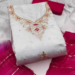 Blissta Embroidered Unstitched Dress Material-image-6