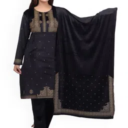 WOOL 4U Women Ethnic Motifs Printed Straight Kurta with Trousers & With Dupatta-picture-29
