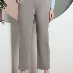 FITHUB Women Straight Fit High-Rise Easy Wash Trousers-image-52