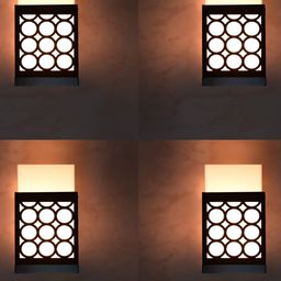 Gojeeva Black & White 4 Pieces Textured Contemporary Wooden Rectangle Shaped Wall Lamp-image-85