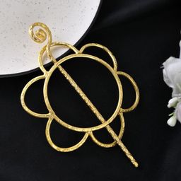 Silvermerc Designs Golden brass Metal Hair Barrette With Stick-28