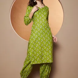 Poshak Hub Women Floral Printed Regular Pure Cotton Kurta with Salwar-picture-12