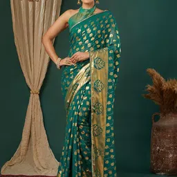 KALINI Green Pure Georgette Embellished Sarees-image-77