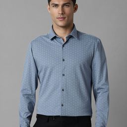 Louis Philippe Sport Men Super Spread Collar Micro Ditsy Printed Cotton Formal Shirt-image-21