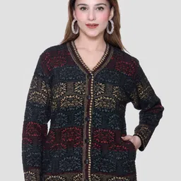 aarbee Women Geometric V-Neck Cardigan-picture-25