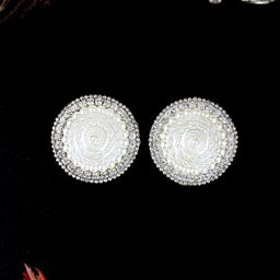 StyleCast Silver Plated Rhinestone Studded Circular Studs-picture-11