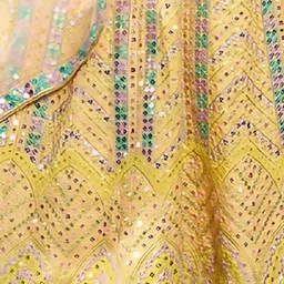 ODETTE Embellished Sequinned Semi-Stitched Lehenga & Unstitched Blouse With Dupatta image 3