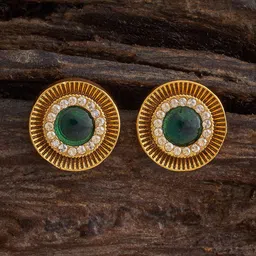 Kushal's Fashion Jewellery Gold Plated Artificial Stones Spherical Studs Earrings-44