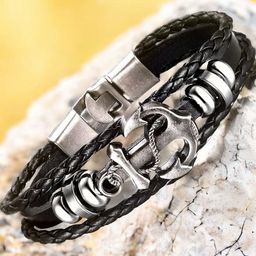 Vientiq Black Leather Bracelet-image-72