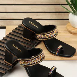 Anouk Embellished Ethnic Block Sandals-49
