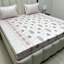 Pure Decor Royal Passion White Printed Pure Cotton 330 TC Queen Bedsheet Set 2.28 x 2.54 m-image-67