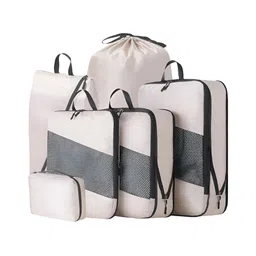 HOUSE OF QUIRK Beige Set of 6 Water Resistant Multi-Utility Organisers-32